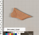 Terracotta fragment of a pot; unglazed on the inside, Terracotta, Greek, Attic