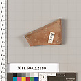 Terracotta fragment of a pot; unglazed on the inside, Terracotta, Greek, Attic