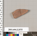 Terracotta fragment of a pot; unglazed on the inside, Terracotta, Greek, Attic
