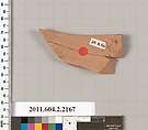 Terracotta fragment of a pot; unglazed on the inside, Terracotta, Greek, Attic