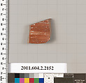 Terracotta fragment of a pot, Terracotta, Greek, Attic