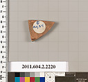 Terracotta fragment of a pot; unglazed on the inside, Terracotta, Greek, Attic