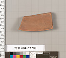 Terracotta fragment of a pot; unglazed on the inside, Terracotta, Greek, Attic
