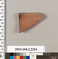 Terracotta fragment of a pot; unglazed on the inside, Terracotta, Greek, Attic