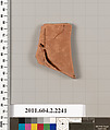 Terracotta fragment of a pot; unglazed on the inside, Terracotta, Greek, Attic