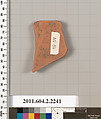 Terracotta fragment of a pot; unglazed on the inside, Terracotta, Greek, Attic