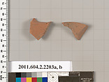 Terracotta fragments of pots; unglazed on the inside, Terracotta, Greek, Attic