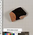 Terracotta fragment of a pot, Terracotta, Greek, Attic