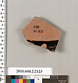 Terracotta fragment of a pot, Terracotta, Greek, Attic