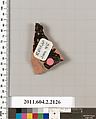 Terracotta fragment of a pot; glazed on the inside, Terracotta, Greek, Attic