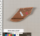 Terracotta fragment of a pot, Terracotta, Greek, Attic
