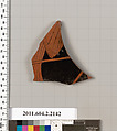 Terracotta fragment of a pot, Terracotta, Greek, Attic