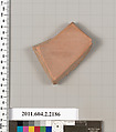 Terracotta fragment of a pot; unglazed on the inside, Terracotta, Greek, Attic