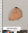 Terracotta fragment of a pot; unglazed on the inside, Terracotta, Greek, Attic