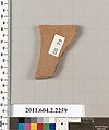 Terracotta fragment of a pot; unglazed on the inside, Terracotta, Greek, Attic