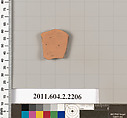 Terracotta fragment of a pot; unglazed on the inside, Terracotta, Greek, Attic