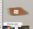 Terracotta fragment of a pot; unglazed on the inside, Terracotta, Greek, Attic