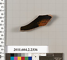 Terracotta fragment of a skyphos (deep drinking cup)?, Terracotta, Greek, Attic