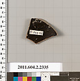 Terracotta fragment of a skyphos (deep drinking cup)?, Terracotta, Greek, Attic