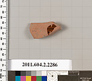 Terracotta fragment of a pot; glazed on the inside, Terracotta, Greek, Attic