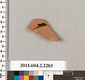 Terracotta fragment of a pot; glazed on the inside, Terracotta, Greek, Attic