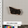 Terracotta fragment of a pot; glazed on the inside, Terracotta, Greek, Attic