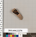Terracotta fragment of a pot; glazed on the inside, Terracotta, Greek, Attic
