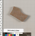 Terracotta fragment of a pot; unglazed on the inside, Terracotta, Greek, Attic