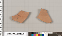 Terracotta fragments of pots; glazed on the inside, Terracotta, Greek, Attic