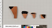 Terracotta fragments of pots; unglazed on the inside, Terracotta, Greek, Attic