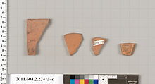 Terracotta fragments of pots; unglazed on the inside, Terracotta, Greek, Attic