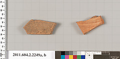 Terracotta fragments of pots; unglazed on the inside, Terracotta, Greek, Attic