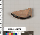 Terracotta fragment of an undetermined shape, Terracotta, Greek, Attic