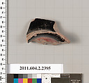 Terracotta fragment of a skyphos (deep drinking cup), Terracotta, Greek, Attic