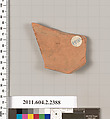 Terracotta fragment of an oinochoe (jug)?, Terracotta, Greek, Attic