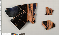 Terracotta fragments of a column-krater (bowl for mixing wine and water), Terracotta, Greek, Attic