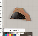 Terracotta fragment of a pot, Terracotta, Greek, Attic