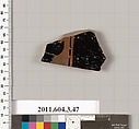 Terracotta fragment of an amphora (jar), Terracotta, Greek, Attic