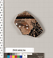 Terracotta fragment of a skyphos (deep drinking cup), Terracotta, Greek, Attic
