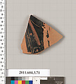 Terracotta fragment of an amphora (jar), Terracotta, Greek, Attic