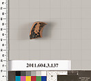 Terracotta fragment from an undetermined shape, Terracotta, Greek, Attic