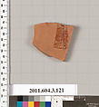 Terracotta fragment of an amphora (jar), Terracotta, Greek, Attic