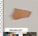 Terracotta fragment of a neck-amphora of Nicosthenic shape (jar), Terracotta, Greek, Attic