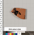 Terracotta fragment of a neck-amphora of Nicosthenic shape (jar), Terracotta, Greek, Attic