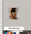 Terracotta fragment of a neck-amphora (jar), Terracotta, Greek, Attic