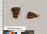 Terracotta fragments of an amphora (jar), Terracotta, Greek, Attic