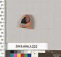 Terracotta fragment of a neck-amphora of Nicosthenic shape (jar), Terracotta, Greek, Attic