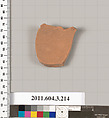 Terracotta fragment of a neck-amphora of Nicosthenic shape (jar), Terracotta, Greek, Attic