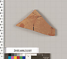 Terracotta fragment of an amphora (jar), Terracotta, Greek, Attic