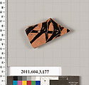 Terracotta fragment of an amphora (jar), Terracotta, Greek, Attic
